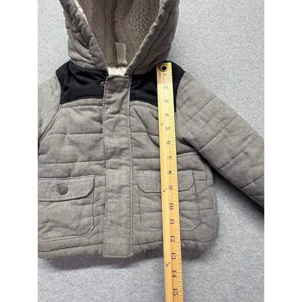 Carters Boys Grey Quilted Sherpa Lined Hooded Puffer Jacket 24M GCL93276-SSI‎